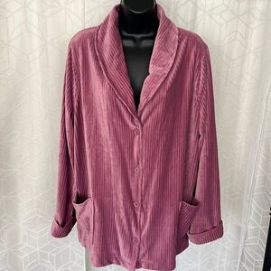 NWOT National Ribbed Long Sleeve Button Darn Cardigan / Loungewear